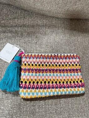 JEN & CO Multicolor Embroidered Tassel Bag